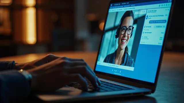 Canlı video destek ile e-ticaret satın alma sürecinde müşteriye yardımcı olan bir temsilci görüntüsü