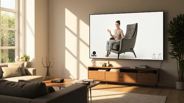 Canlı video desteği ile mobilya mağazası temsilcisi müşteriye koltuk gösteriyor